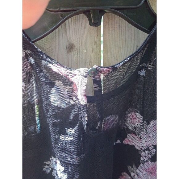 Black & Pink floral sheer/solid top junior's medium 7/9 - Picture 6 of 8